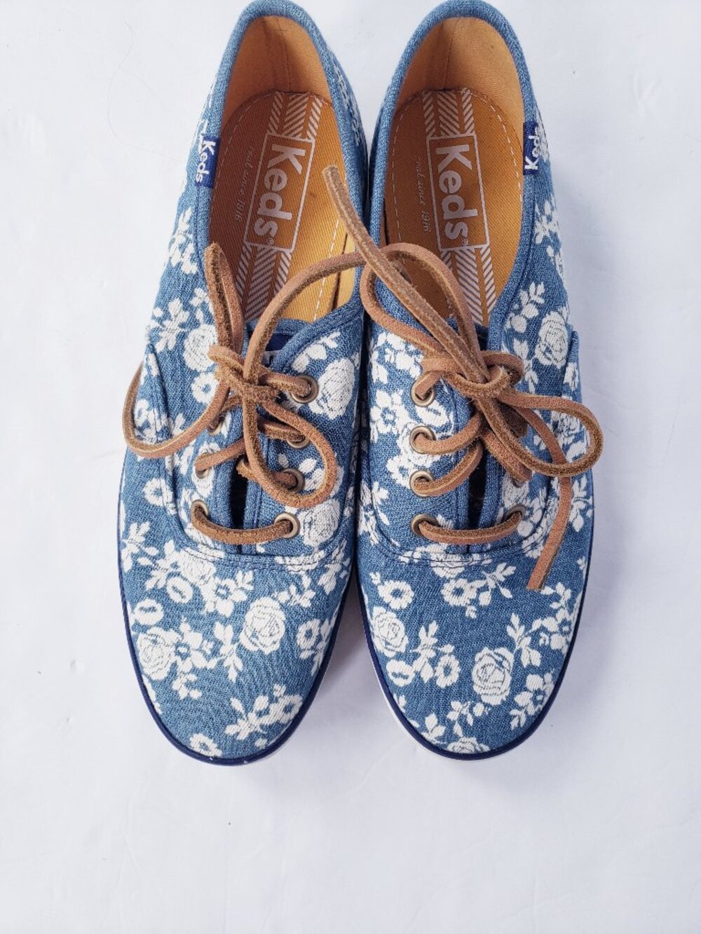 Keds Taylor Swift Denim Bleach Floral Leather Lace Low Top Champion Sneakers
